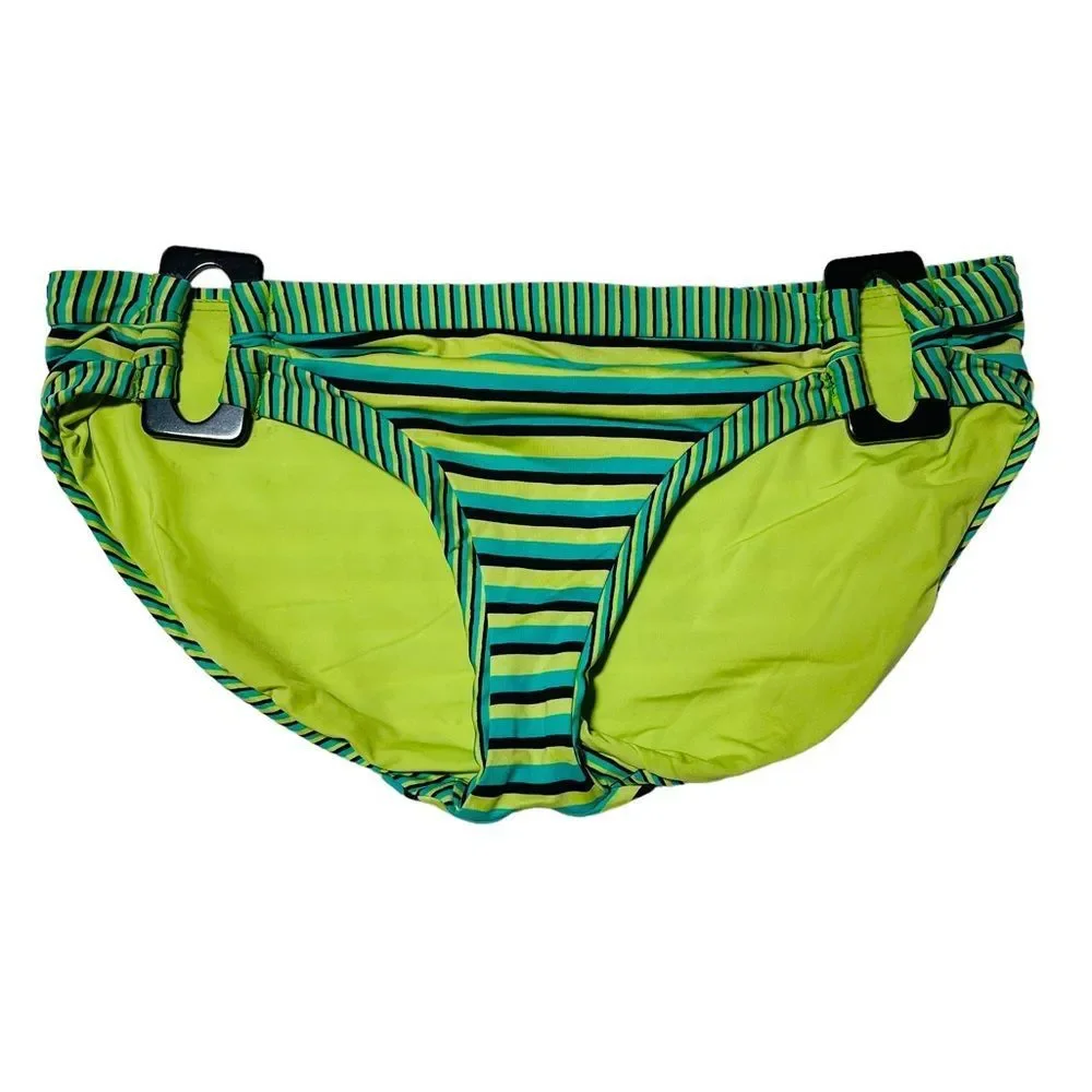 Nanette Lepore‎ Striped Green Hipster Bikini Bottom XS